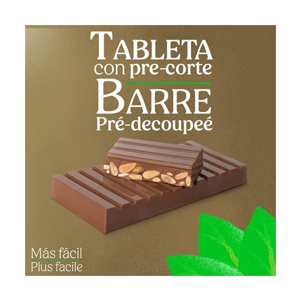 EL LOBO - Touron au chocolat au lait et amandes selectionnées, Texture croquante, Qualité Suprême, Tablette pré-coupée en por