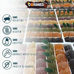 Pâtes de Fruits saveurs fruits des vergers 1 Kg, saveurs pommes vertes, abricots, cerises noires, prunes, poires jaunes ,san