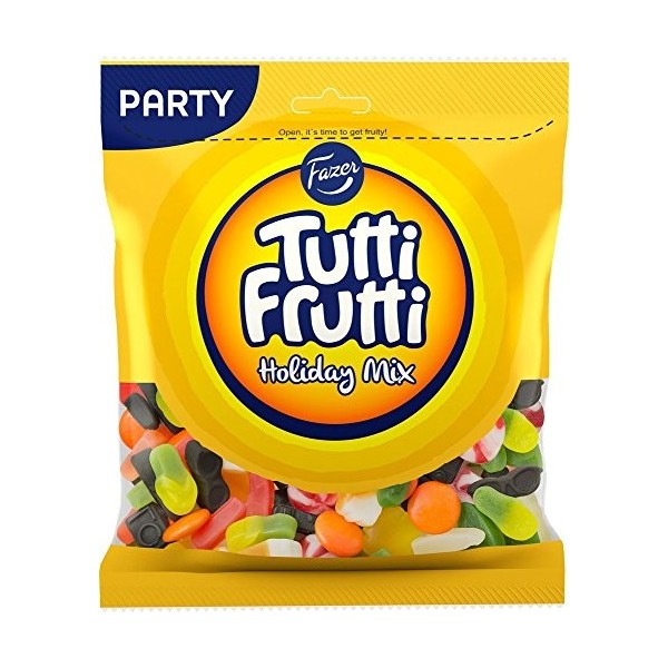 Fazer Tutti Frutti Holiday Mix – Original – Finlandais – Fruité – Réglisse – Salmiak – Salmiac – Chocolat – Gommes à vin – As
