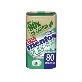 MENTOS GUM - Chewing-Gum Pure Parfum Fresh Chloro - Chewing-Gums Sans Sucres - Dure Longtemps - Haleine Fraîche – Boîte en ca