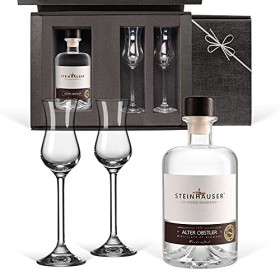 Set cadeau : Steinhauser Alter Bodensee Obstler - Eau-de-vie de fruits noble du lac de Constance en bouteille de pharmacie 0