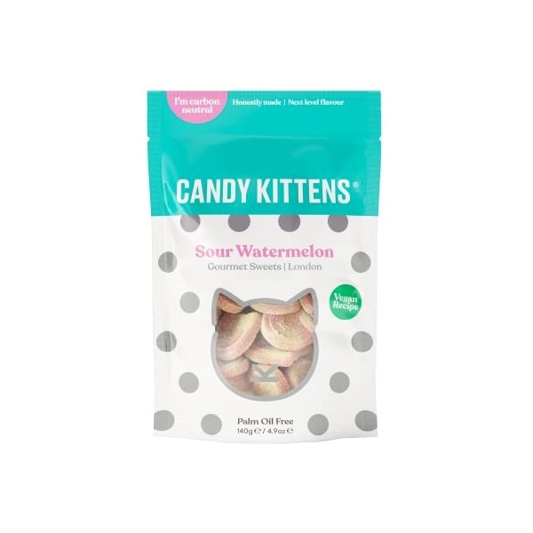 Candy Kittens - Pastèque aigre fabriquée avec du jus de fruits et des saveurs naturelles, achat en vrac – 140 g 