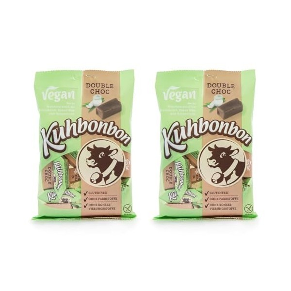 Kuhbonbon Végétalien Double Choc Caramel Bonbons 165 g Lot de 2 