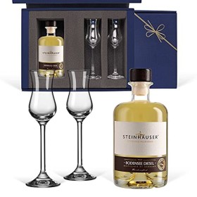 Geschenkset Steinhauser Bodensee Diesel 0.5 l - Obstbrand aus Golden Delicious Äpfeln in der Apothekerflasche mit 2 Leonard