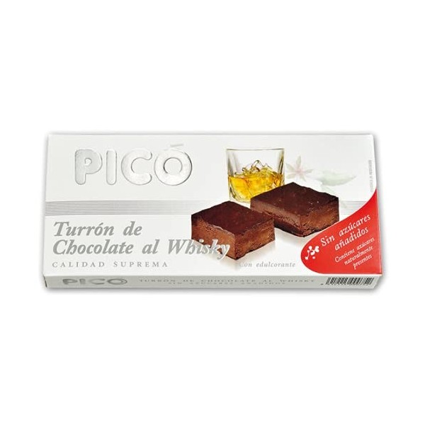 Turrón Espagnol - Chocolat au whisky sans sucre - Marque Picó 200g - Nougat Qualité suprême