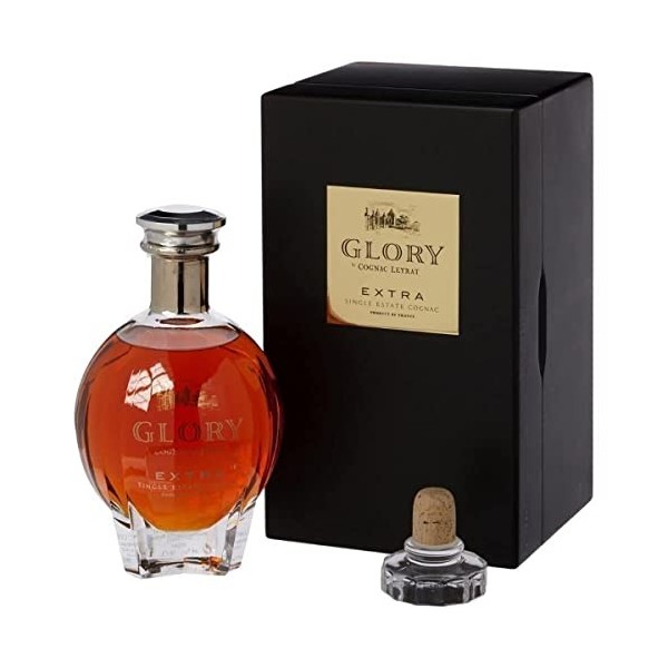 Leyrat, Coffret Cognac XO Extra Glory carafe 70cl, 45% alc, Single Estate Cognac Cru Fins Bois.