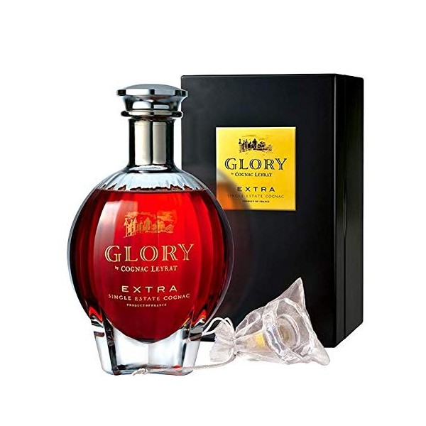 Leyrat, Coffret Cognac XO Extra Glory carafe 70cl, 45% alc, Single Estate Cognac Cru Fins Bois.