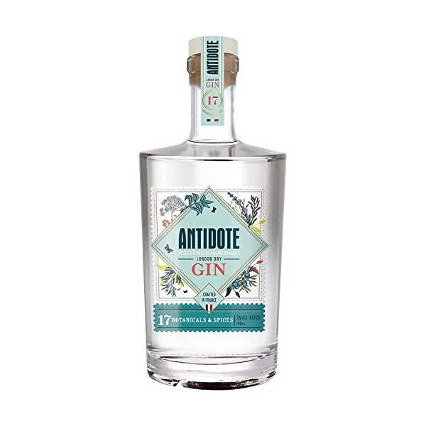 Antidote Gin Citron de Corse - Qualité Premium - Produit en France à partir de raisins français - 17 plantes aromatiques, 5 d
