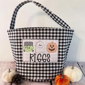 Ohicki Fourre-Tout Trick Or Treat | Sac fourre-Tout à Carreaux pour Trick Or Treat Candy,Pumpkin Party Favor Goodie Bags avec
