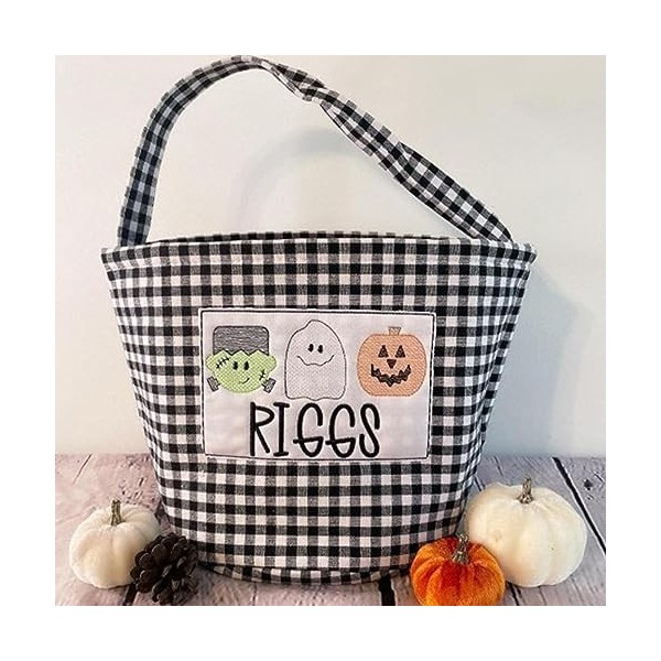 Ohicki Fourre-Tout Trick Or Treat | Sac fourre-Tout à Carreaux pour Trick Or Treat Candy,Pumpkin Party Favor Goodie Bags avec