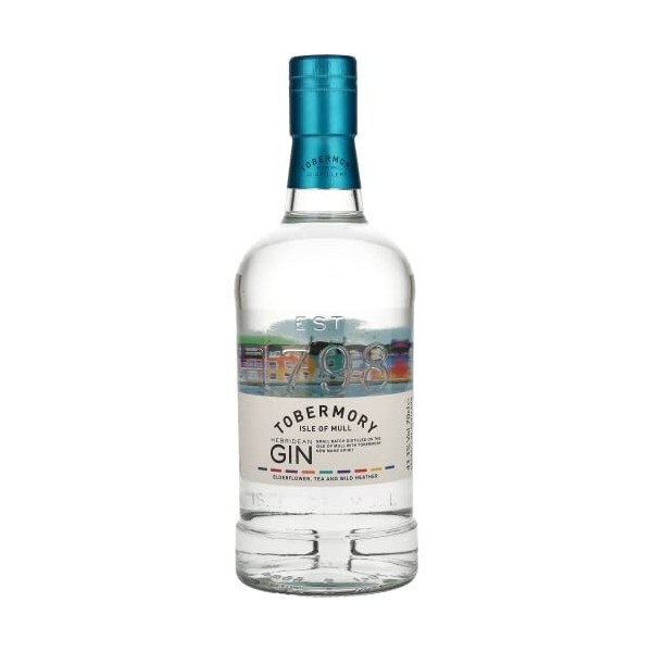 TOBERMORY Hebridean Gin - Gin Artisanal - Utilisation partielle du distillat de whisky Tobermory - Isle of Mull - 43.3% 70cl