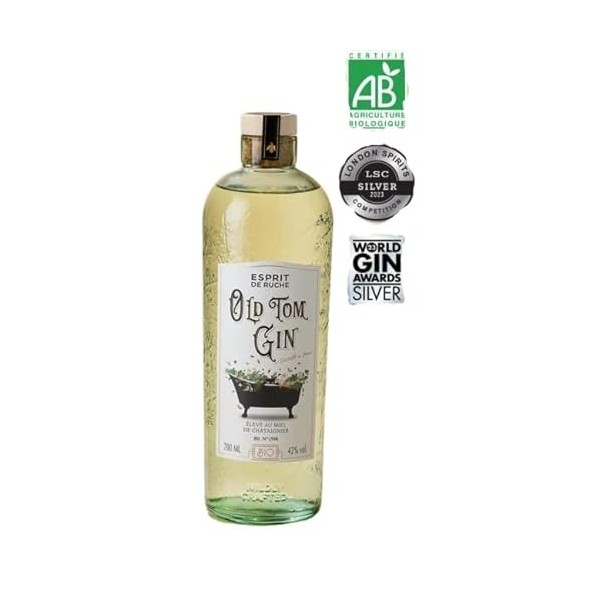 Gin Old Tom Esprit de Ruche - 70cl - 42% - Distillé en Île de France - BIO - Assemblé avec un miel de châtaignier