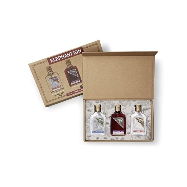ELEPHANT GIN - Mini 3-pack gift set - Elephant london dry Gin 50ml 45 % - Elephant sloe Gin 50ml 35% - Elephant Strength Gin 