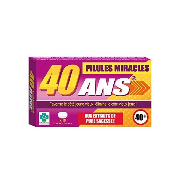 STC Boite de Médicament Bonbon Humoristique – Pilules Miracles Anniversaire 40 ans