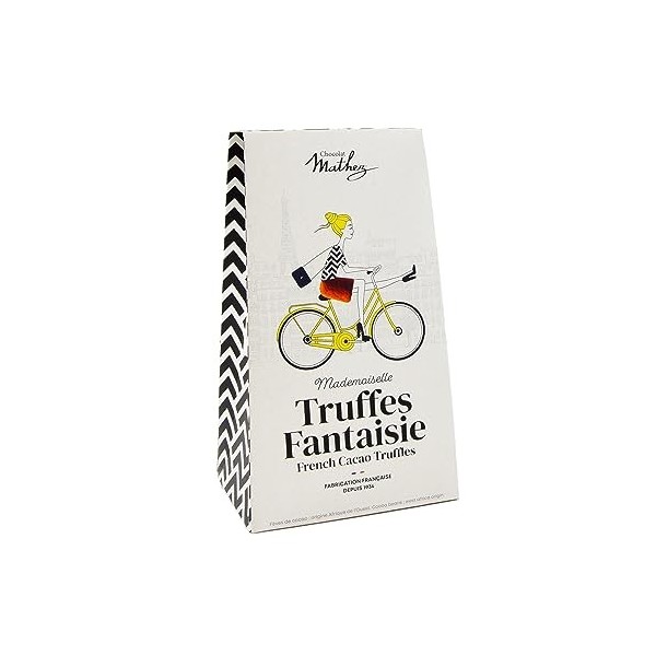 Chocolat Mathez - Truffes chocolat bio 100g - Mademoiselle Chocolat - Étui en carton et sachet fraîcheur recyclables - Idée c