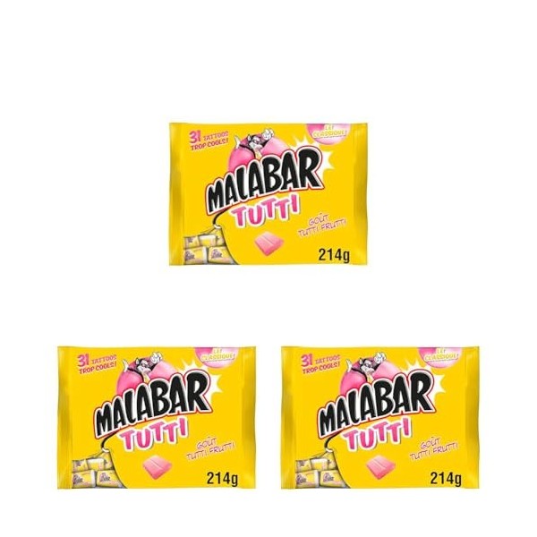 Malabar Chewing-gum Tutti 214 g Lot de 3 