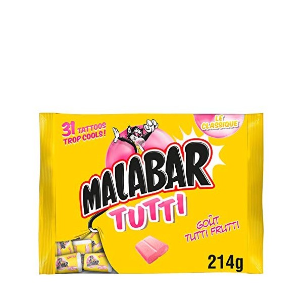 Malabar Chewing-gum Tutti 214 g Lot de 3