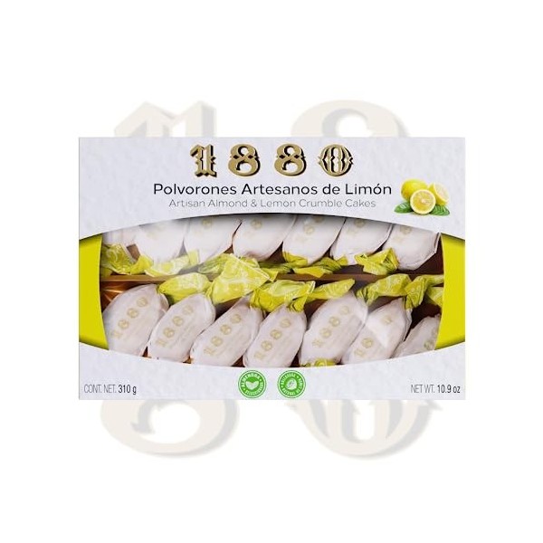 1880 - Polvorones aux amandes et au citron, qualité suprême, gourmandise typique de Noël, recette artisanale, emballage indiv