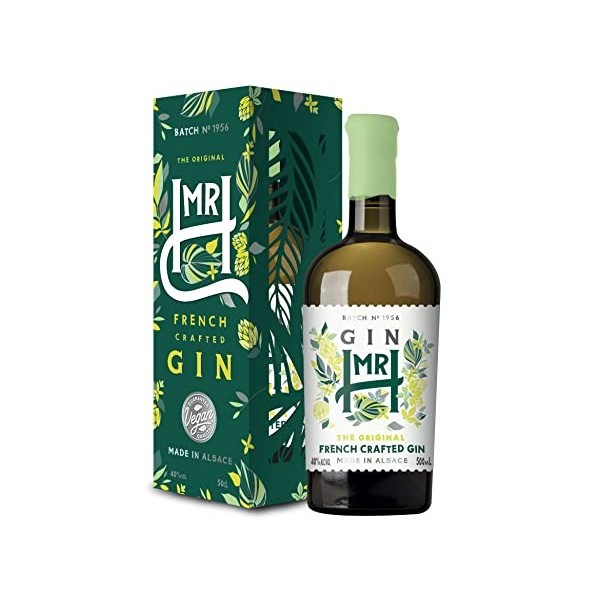 Mr H - Französischer Premium-Gin im Geschenkset, vegan, hergestellt im Elsass - 40% 1 x 0.5 L 