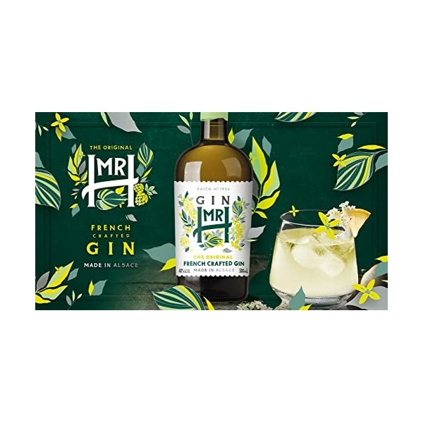 Mr H - Französischer Premium-Gin im Geschenkset, vegan, hergestellt im Elsass - 40% 1 x 0.5 L 