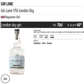 Gin Lane 1751 London Dry - Origine Royaume-Uni - 70cl