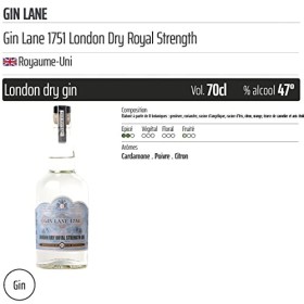 Gin Lane 1751 London Dry Royal Strength - Origine Royaume-Uni - 70cl