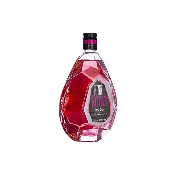 Pink Royal Diamond Gin avec Bouteille Légère Gratuite - Saveur Framboise, Mûre et Canneberge