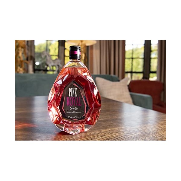Pink Royal Diamond Gin avec Bouteille Légère Gratuite - Saveur Framboise, Mûre et Canneberge