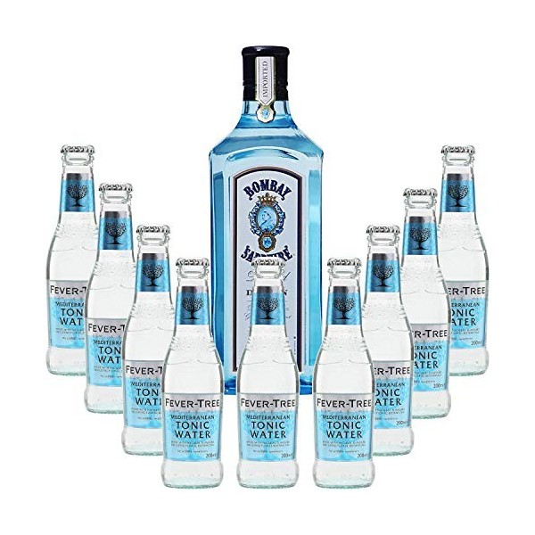 Gintonic - Gin Bombay Sapphire 40° + 9Fever Tree Mediterranean Water - 70cl + 9 * 20cl 