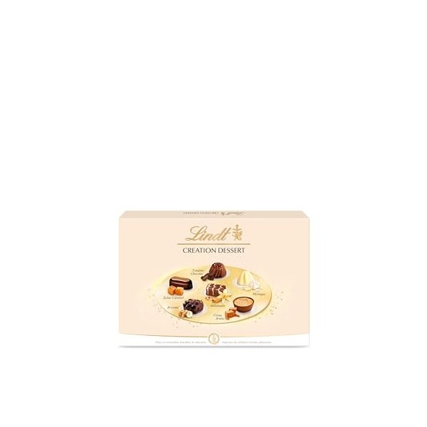 Lindt - Boîte CRÉATION Dessert - Assortiment de Chocolats au Lait, Noirs et Blancs - Inspiration Pâtissière - Idéal pour Noël