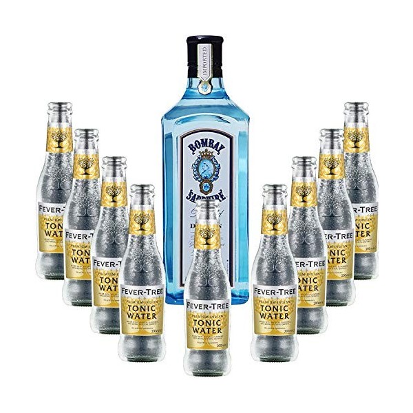 Gintonic - Gin Bombay Sapphire 40° + 9Fever Tree Indian Premium Water - 70cl + 9 * 20cl 