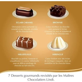 Lindt - Boîte CRÉATION Dessert - Assortiment de Chocolats au Lait, Noirs et Blancs - Inspiration Pâtissière - Idéal pour Noël