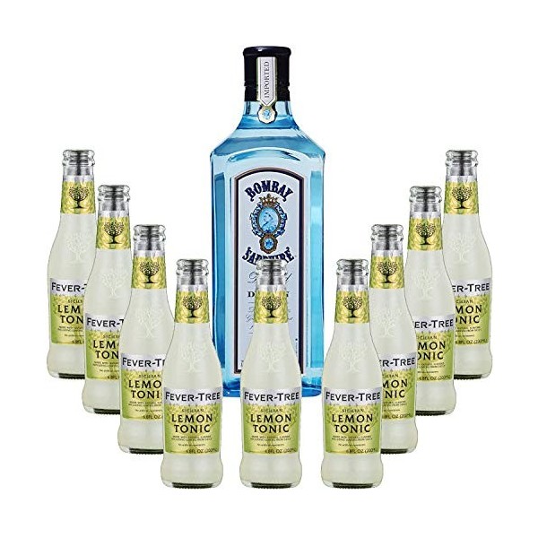 Gintonic - Gin Bombay Sapphire 40° + 9Fever Tree Sicilian Lemon Water - 70cl + 9 * 20cl 