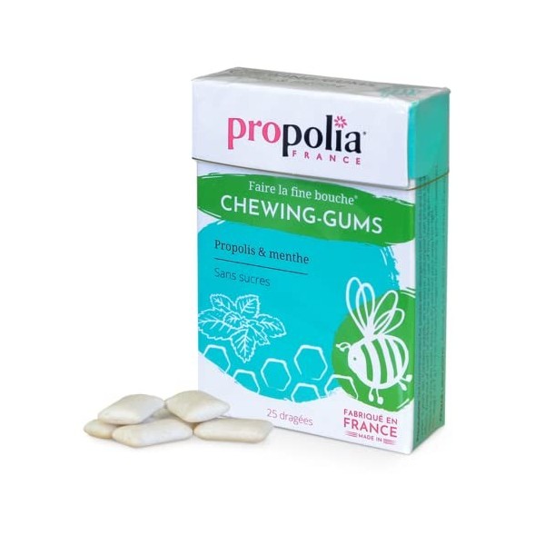 PROPOLIA - Chewing-gums Propolis & Menthe - Hygiène buccale, Protection et haleine fraîche - Sans sucres - Fabriqués en Franc