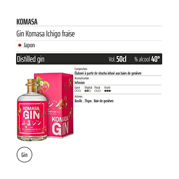 Gin Komasa Ichigo fraise - Origine Japon - 50cl