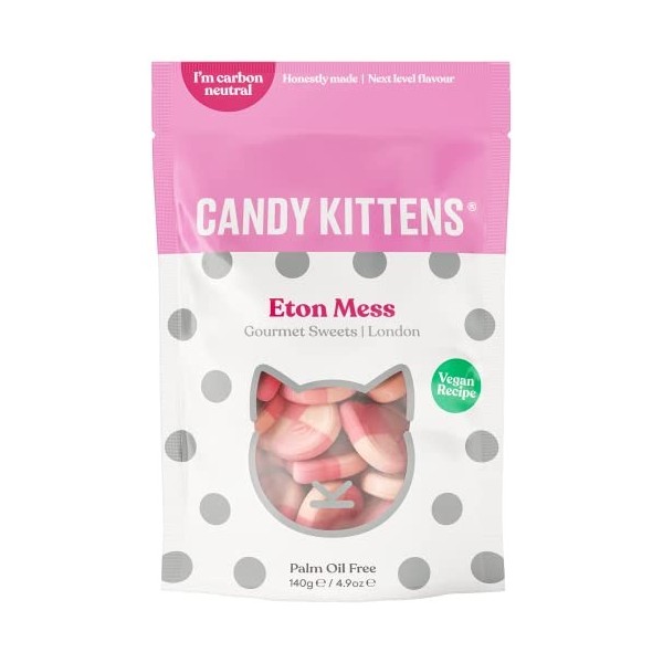 Candy Kittens Eton Mess Gourmet Bonbons végétaliens avec jus de fruits et saveurs naturelles, 140 g