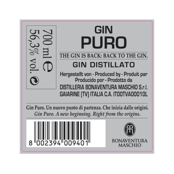 Bonaventura Gin Puro THE ONE Back to the Gin 56,3% Vol. 0,7l