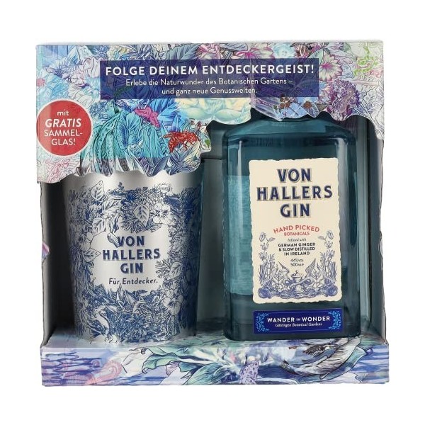 Von Hallers Gin 44% Vol. 0,5l in Giftbox with Becher