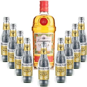 Pack Gintonic - Gin Tranqueray Flor de Sevilla + 9 Fever Tree Indian Premium Water - 70cl + 9 * 20cl 