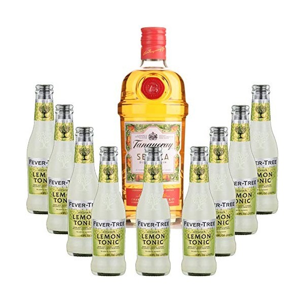 Pack Gintonic - Gin Tranqueray Flor de Sevilla + 9 Fever Tree Sicilian Lemon Water - 70cl + 9 * 20cl 