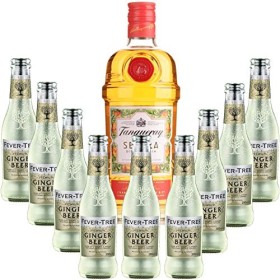 Pack Gintonic - Gin Tranqueray Flor de Sevilla + 9 Fever Tree Ginger Beer Water - 70cl + 9 * 20cl 