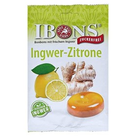 IBONS bonbons à sucettes 75 g sans sucre citron gingembre 