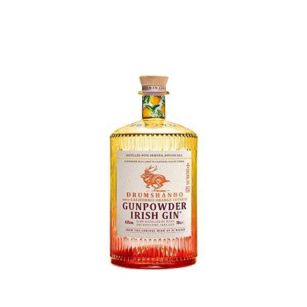 DRUMSHANBO - Gunpowder California Orange Citrus- Distilled Gin - 43 purcent Alcool - Origine : Irlande - Bouteille de 70 cl