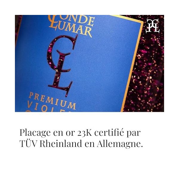 CONDE LUMAR - Gin Violet - Gin Premium Liqueur Gold 23K - Arôme Mûre et Fruits des Bois - Avec Certificat de Qualité Or - Bou