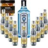 Gintonic - Gin Bombay Sapphire 40° + 9Fever Tree Indian Premium Water - 70cl + 9 * 20cl + Pot de 20 tranches de Orange désh