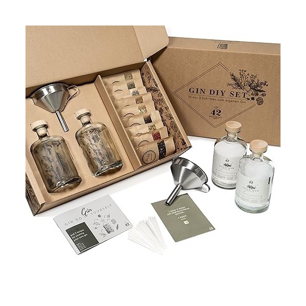 Coffret Gin DIY | Coffret Gin à Faire soi-même pour Femmes et Hommes | Kit Gin avec des Plantes et épices sélectionnées | Li