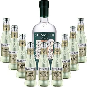 Pack Gintonic - Gin Sipsmith + 9 Fever Tree Ginger Beer Water - 70cl + 9 * 20cl 