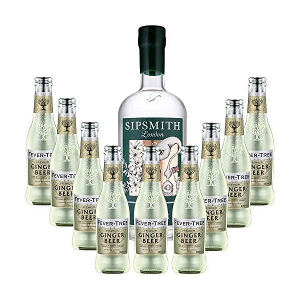 Pack Gintonic - Gin Sipsmith + 9 Fever Tree Ginger Beer Water - 70cl + 9 * 20cl 