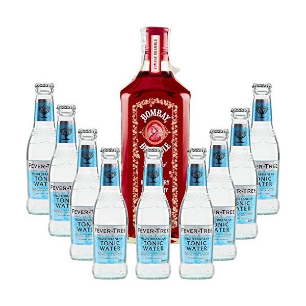 Pack Gintonic - Gin Bombay Raspberry + 9 Fever Tree Mediterranean Water - 70cl + 9 * 20cl 