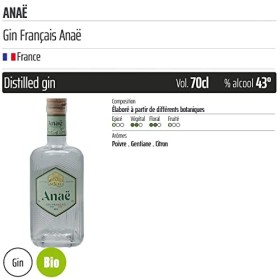 Gin Français Anaë BIO - Origine France - 70cl